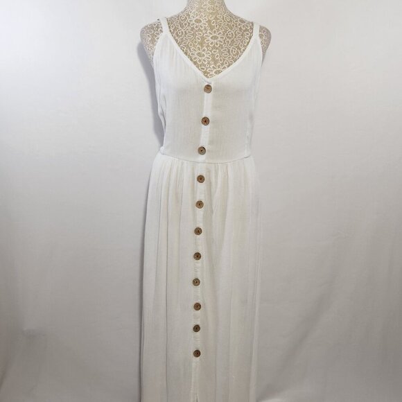 Carol Rose Dresses & Skirts - Carol Rose Women's Size S/M White Sleeveless Gauze Button Front Maxie Dress Boho